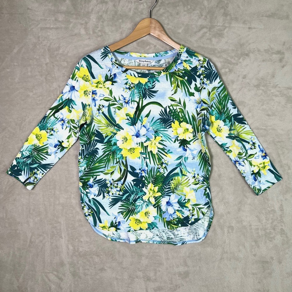 Tommy‎ Bahama Shirt Small Ashby Isles Seaside Blooms Tee Top Coastline Resort